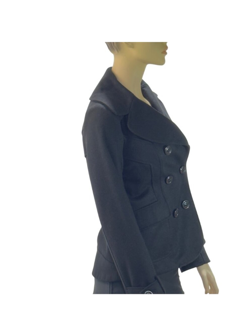 Guess Women's Black Double-Breasted Peacoat Wool Blend Size S - Picture 13 of 14